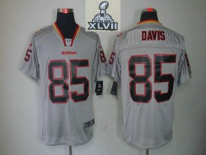 2013 Super Bowl XLVII NEW San Francisco 49ers 85 Vernon Davis Lights Out Grey Jerseys(Elite)