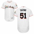 Mens Majestic Miami Marlins #51 Ichiro Suzuki White Flexbase Authentic Collection MLB Jersey