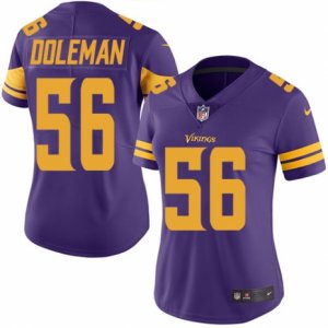 Women\'s Nike Minnesota Vikings #56 Chris Doleman Limited Purple Rush NFL Jersey