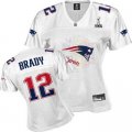 Women New England Patriots #12 Brady Fem Fan 2012 Super Bowl XLVI white