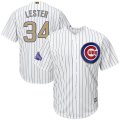 Chicago Cubs #34 Jon Lester White World Series Champions Gold Program cool base Jersey