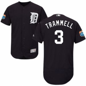 Men\'s Majestic Detroit Tigers #3 Alan Trammell Navy Blue Flexbase Authentic Collection MLB Jersey