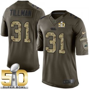 Nike Carolina Panthers #31 Charles Tillman Green Super Bowl 50 Men\'s Stitched NFL Limited Salute to Service Jersey