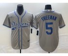 Men's Los Angeles Dodgers #5 Freddie Freeman Grey Cool Base Stitched Baseball Jersey1