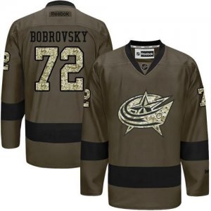 Columbus Blue Jackets #72 Sergei Bobrovsky Green Salute to Service Stitched NHL Jersey