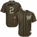Men's Majestic Milwaukee Brewers #2 Scooter Gennett Replica Green Salute to Service MLB Jersey