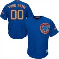 Cubs Blue World Series Champions Gold Program Cool Base Mens Customized Jersey