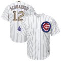 Chicago Cubs #12 Kyle Schwarber White World Series Champions Gold Program Cool Base Jersey