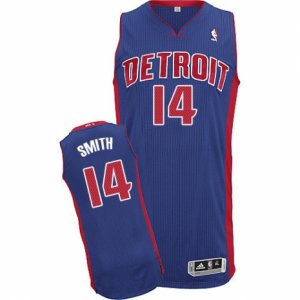 Mens Adidas Detroit Pistons #14 Ish Smith Authentic Royal Blue Road NBA Jersey