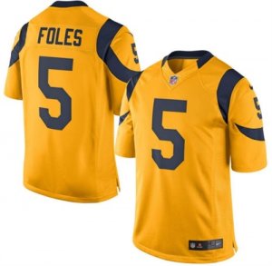 Mens Los Angeles Rams #5 Nick Foles Nike Gold Color Rush Limited Jersey