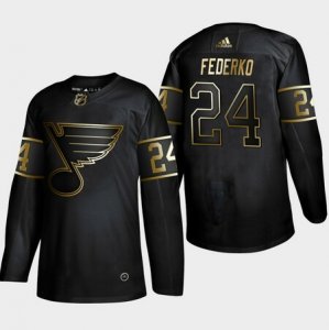 Blues #24 Bernie Federko Black Gold Adidas Jersey