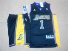 Lakers #1 D'Angelo Russell Black New Revolution 30 Swingman Jersey(With Shorts)