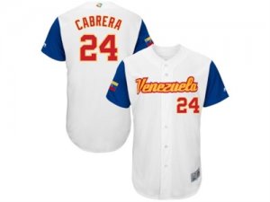 Mens Venezuela Baseball #24 Miguel Cabrera Majestic White 2017 World Baseball Classic Authentic Jersey