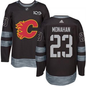 Mens Calgary Flames #23 Sean Monahan Black 1917-2017 100th Anniversary Stitched NHL Jersey