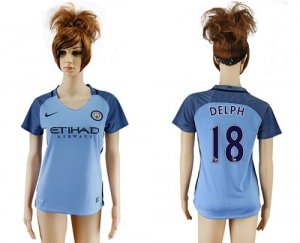 Womens Manchester City #18 Delph Home Soccer Club Jersey