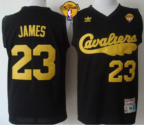 NBA Cleveland Cavaliers #23 LeBron James Black Throwback The Finals Patch Stitched Jerseys