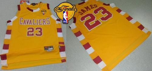 NBA Cleveland Cavaliers #23 LeBron James Gold Throwback Classic The Finals Patch Stitched Jerseys