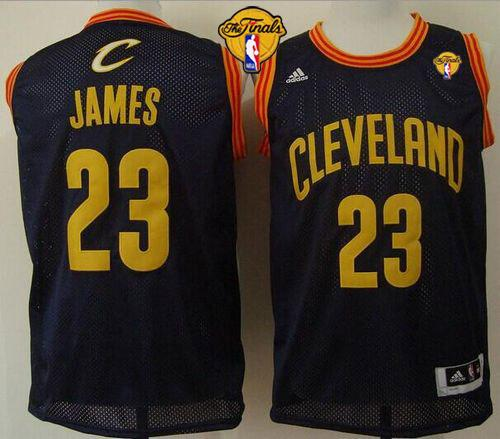 NBA Cleveland Cavaliers #23 LeBron James Navy Blue Throwback The Finals Patch Stitched Jerseys