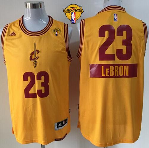 NBA Cleveland Cavaliers #23 LeBron James Yellow 2014-15 Christmas Day The Finals Patch Stitched Jerseys