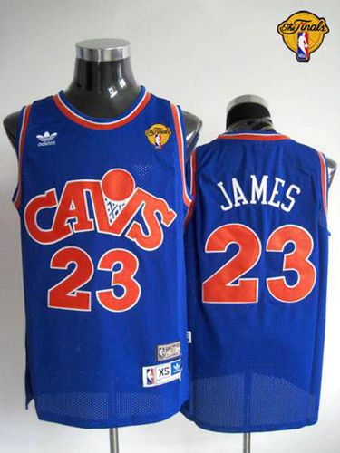 NBA Mitchell and Ness Cleveland Cavaliers #23 LeBron James Blue CAVS The Finals Patch Stitched Jerseys