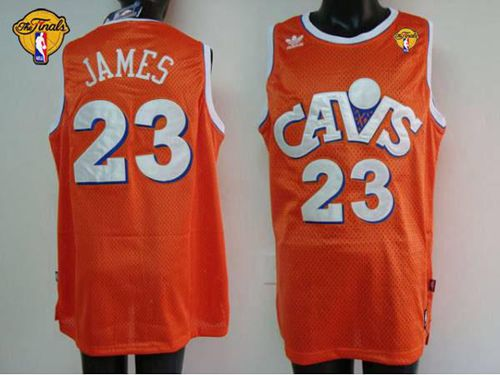 NBA Mitchell and Ness Cleveland Cavaliers #23 LeBron James Orange CAVS The Finals Patch Stitched Jerseys