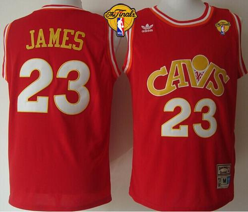 NBA Mitchell and Ness Cleveland Cavaliers #23 LeBron James Red CAVS The Finals Patch Stitched Jerseys