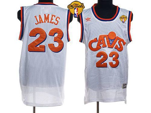 NBA Mitchell and Ness Cleveland Cavaliers #23 LeBron James White CAVS The Finals Patch Stitched Jerseys