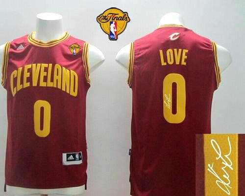 NBA New Revolution 30 Autographed Cleveland Cavaliers #0 Kevin Love Red The Finals Patch Stitched Jerseys