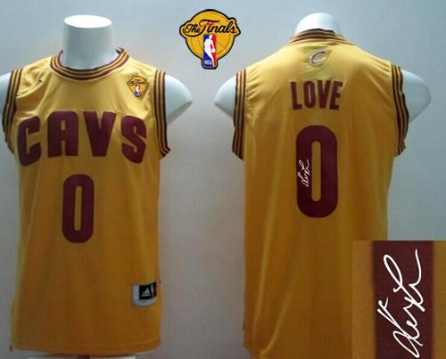 NBA New Revolution 30 Autographed Cleveland Cavaliers #0 Kevin Love Yellow The Finals Patch Stitched Jerseys