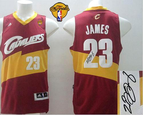 NBA New Revolution 30 Autographed Cleveland Cavaliers #23 LeBron James Red The Finals Patch Stitched Jerseys