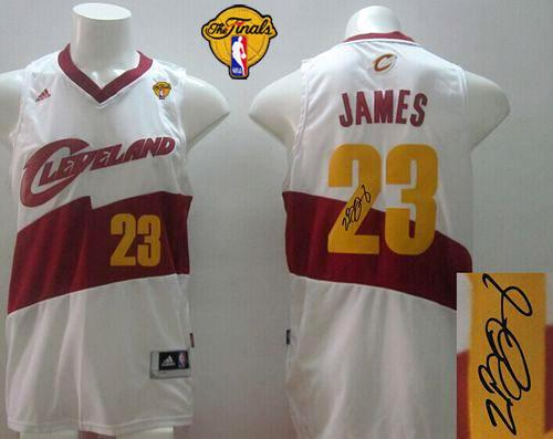 NBA New Revolution 30 Autographed Cleveland Cavaliers #23 LeBron James White The Finals Patch Stitched Jerseys