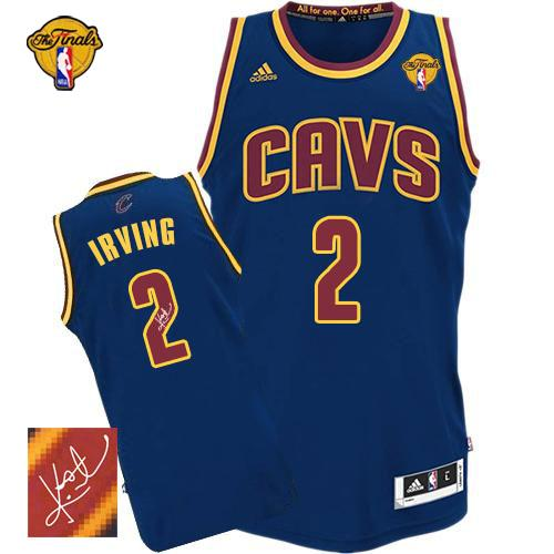 NBA Revolution 30 Autographed Cleveland Cavaliers #2 Kyrie Irving Navy Blue The Finals Patch Stitched Jerseys