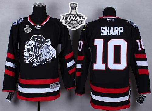 NHL Blackhawks #10 Patrick Sharp Black(White Skull) 2014 Stadium Series 2015 Stanley Cup Stitched Jerseys