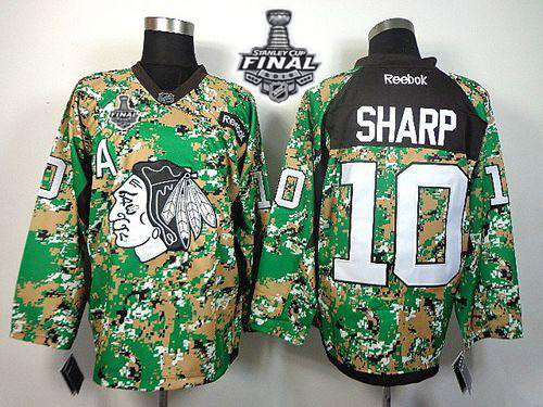 NHL Blackhawks #10 Patrick Sharp Camo Veterans Day Practice 2015 Stanley Cup Stitched Jerseys