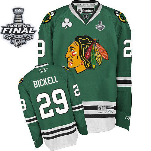 NHL Blackhawks #29 Bryan Bickell Green 2015 Stanley Cup Stitched Jerseys