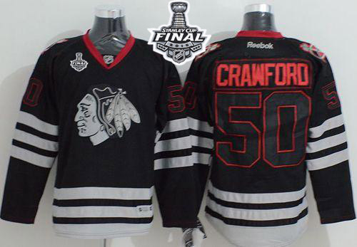 NHL Blackhawks #50 Corey Crawford Black Ice 2015 Stanley Cup Stitched Jerseys