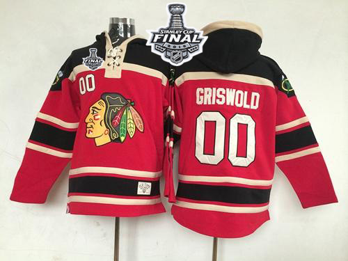 NHL Chicago Blackhawks #00 Clark Griswold Red Sawyer Hooded Sweatshirt 2015 Stanley Cup Stitched Jerseys