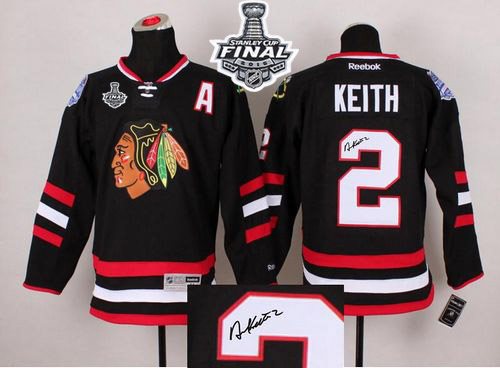 NHL Chicago Blackhawks #2 Duncan Keith Black Autographed 2015 Stanley Cup Stitched Jerseys