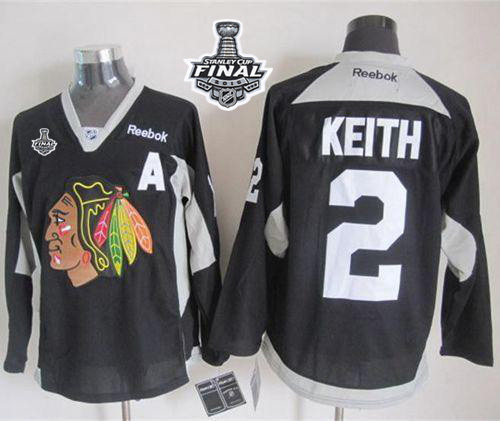 NHL Chicago Blackhawks #2 Duncan Keith Black Practice 2015 Stanley Cup Stitched Jerseys