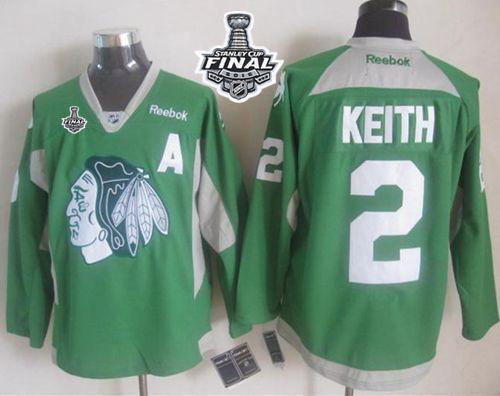 NHL Chicago Blackhawks #2 Duncan Keith Green Practice 2015 Stanley Cup Stitched Jerseys