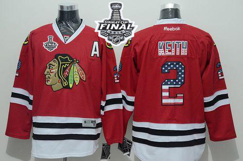 NHL Chicago Blackhawks #2 Duncan Keith Red USA Flag Fashion 2015 Stanley Cup Stitched Jerseys