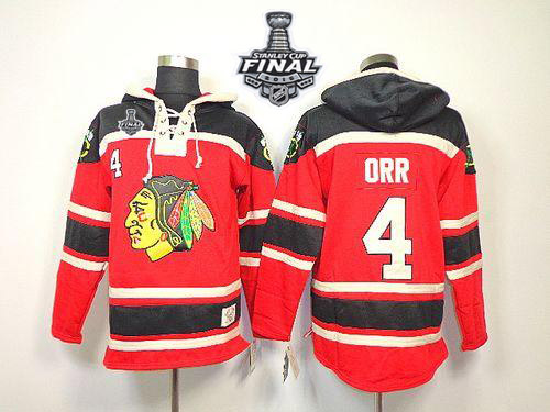 NHL Chicago Blackhawks #4 Bobby Orr Red Sawyer Hooded Sweatshirt 2015 Stanley Cup Stitched Jerseys