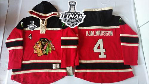 NHL Chicago Blackhawks #4 Niklas Hjalmarsson Red Sawyer Hooded Sweatshirt 2015 Stanley Cup Stitched Jerseys