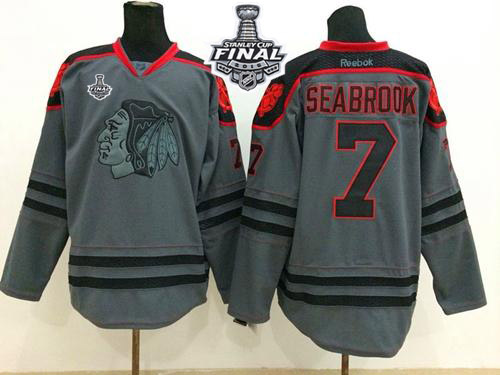 NHL Chicago Blackhawks #7 Brent Seabrook Charcoal Cross Check Fashion 2015 Stanley Cup Stitched Jerseys