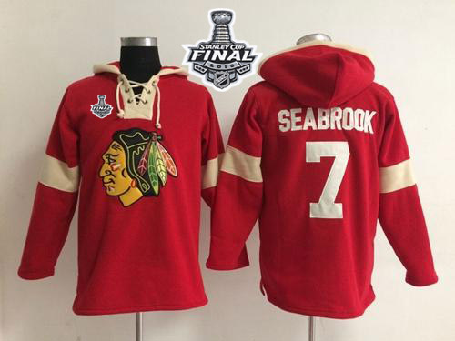 NHL Chicago Blackhawks #7 Brent Seabrook Red 2015 Stanley Cup Pullover NHL Hoodie Jerseys