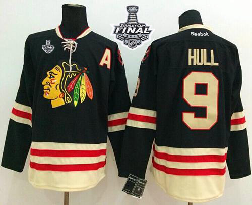 NHL Chicago Blackhawks #9 Bobby Hull Black 2015 Winter Classic 2015 Stanley Cup Stitched Jerseys
