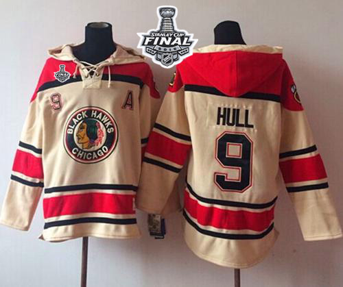 NHL Chicago Blackhawks #9 Bobby Hull Cream Sawyer Hooded Sweatshirt 2015 Stanley Cup Stitched Jerseys