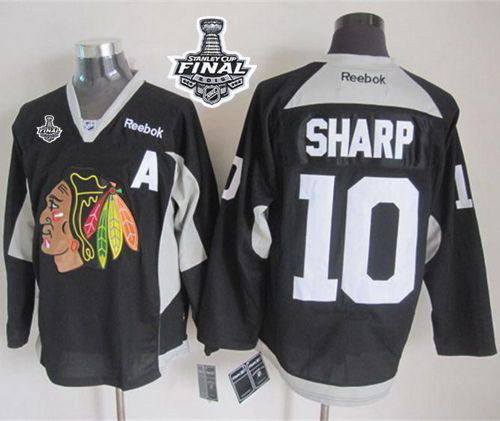 NHL Chicago Blackhawks #10 Patrick Sharp Black Practice 2015 Stanley Cup Stitched Jerseys