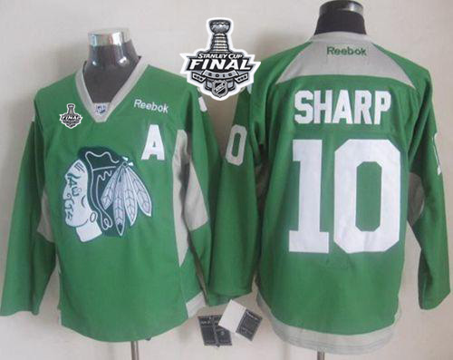 NHL Chicago Blackhawks #10 Patrick Sharp Green Practice 2015 Stanley Cup Stitched Jerseys