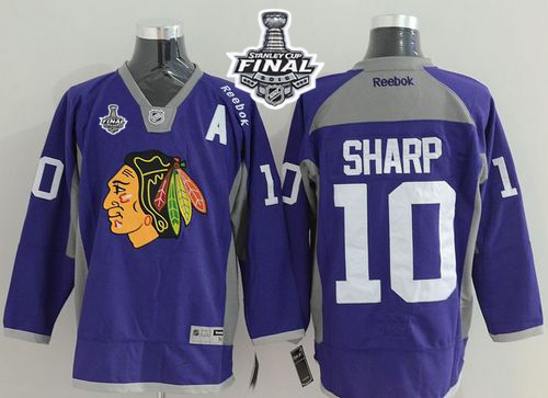 NHL Chicago Blackhawks #10 Patrick Sharp Purple Practice 2015 Stanley Cup Stitched Jerseys